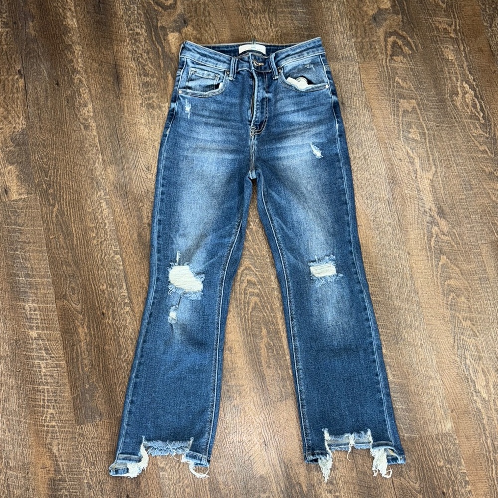 Risen Cropped Flare Jeans